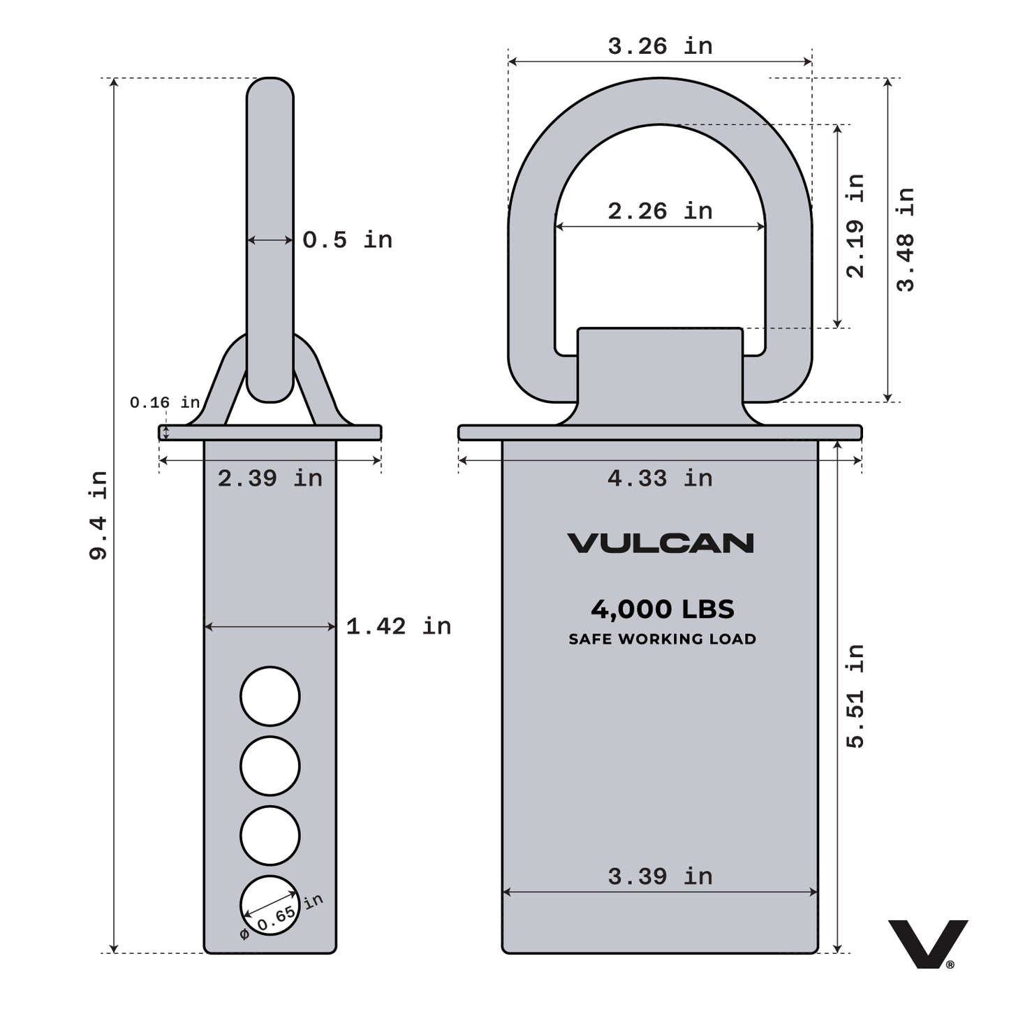 VULCAN Silver Stake Pocket D-Ring Assembly - 2 Pack