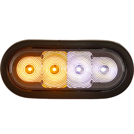 6 Inch Oval Recessed LED Strobe with Quad Flash - Half Amber - Half Clear Leds