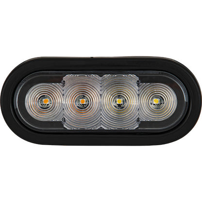 6 Inch Oval Recessed LED Strobe with Quad Flash - Half Amber - Half Clear Leds