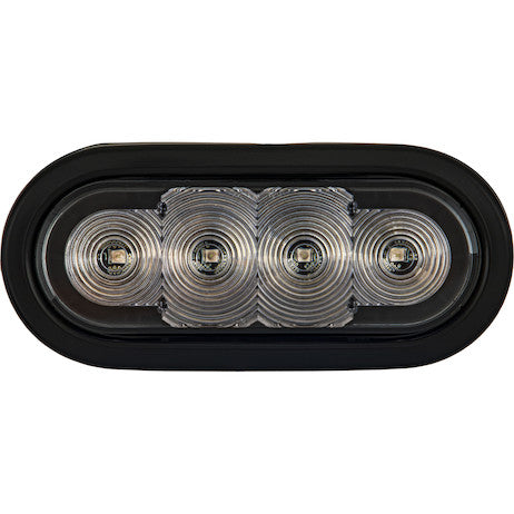 6 Inch Oval Recessed LED Strobe with Quad Flash - Half Amber - Half Green Leds