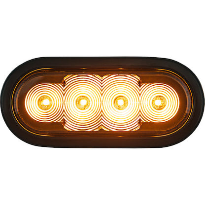 Amber 6 Inch Oval Recessed Strobe with Quad Flash - Amber Leds - Clear Lens