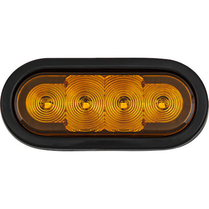 Amber 6 Inch Oval Recessed Strobe with Quad Flash - Amber Leds - Clear Lens