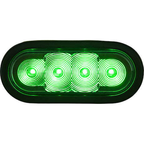 Green 6 Inch Oval Recessed LED Strobe Light with Quad Flash