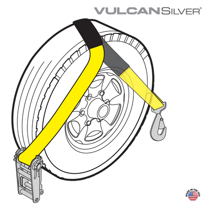 VULCAN Wheel Dolly Tire Harness - Twisted Snap Hook - 84 Inch - Silver Series - 3,300 Pound Safe Working Load