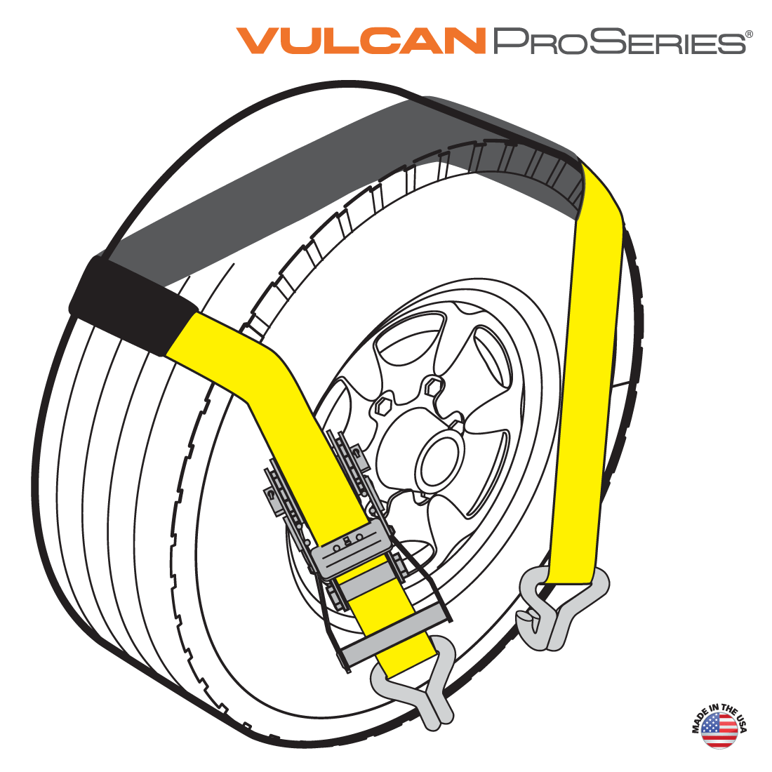 VULCAN Wheel Dolly Tire Harness - Double Wire J-Hook - 84 Inch - PROSeries - 3,300 Pound Safe Working Load