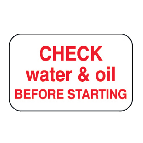 Check Oil & Water Decal