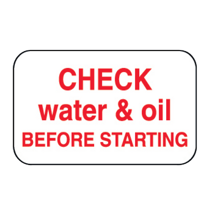 Check Oil & Water Decal