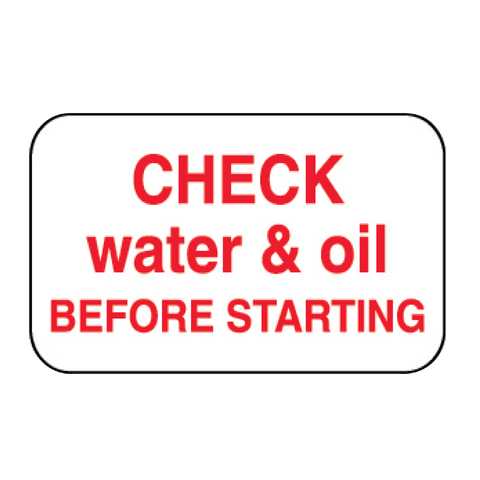 Check Oil & Water Decal