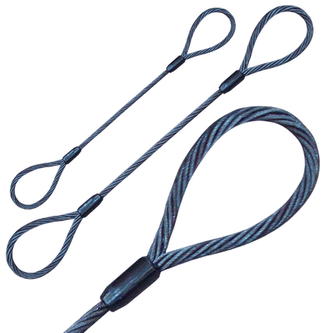 Wire Rope Sling - 3/8 Inch x 2 Foot - 2800 Pounds 2200 Pounds 5800 Pounds