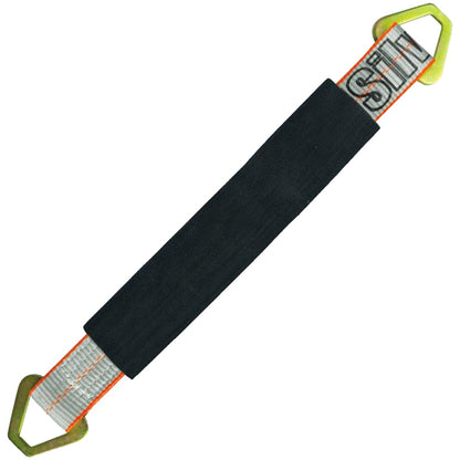 VULCAN Car Tie Down Axle Strap with Wear Pad - 3-Ply Stiff - 2 Inch x 22 Inch - 3,300 Pound Safe Working Load