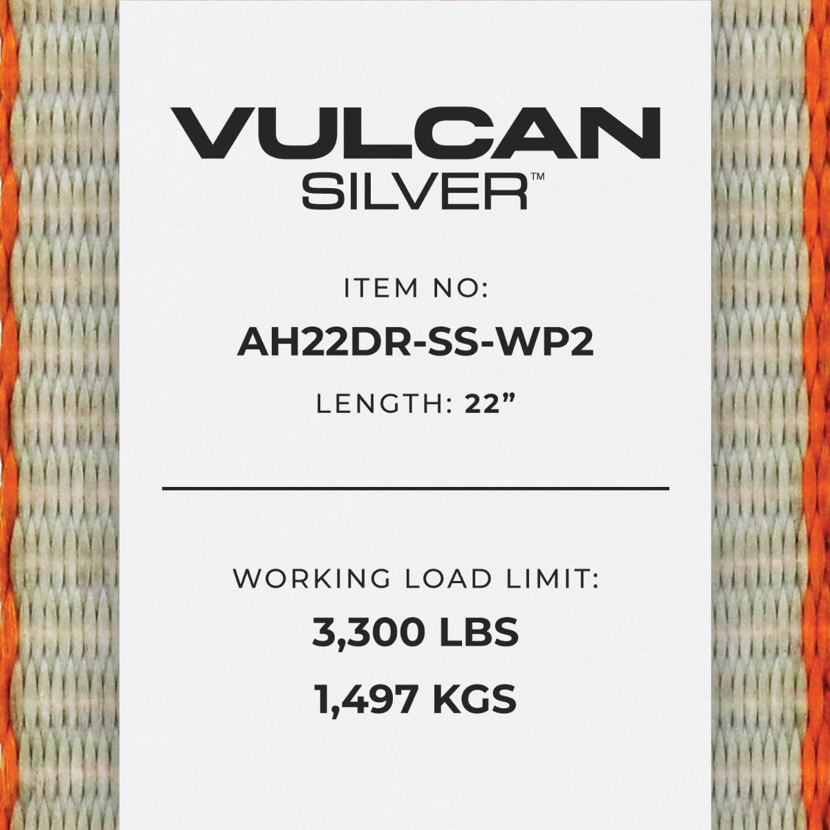 VULCAN Car Tie Down Axle Strap with Wear Pad - 3-Ply Stiff - 2 Inch x 22 Inch - 3,300 Pound Safe Working Load