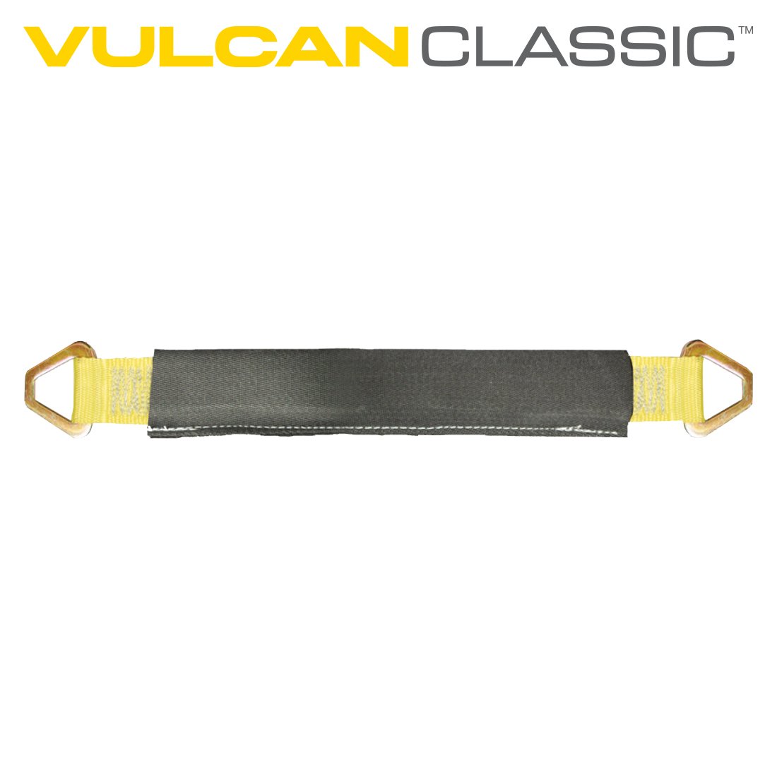 VULCAN Car Tie Down Axle Strap with Wear Pad - 3-Ply Stiff - 2 Inch x 22 Inch - 3,300 Pound Safe Working Load