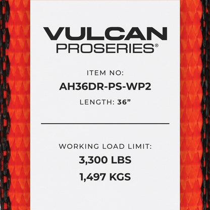 VULCAN Car Tie Down Axle Strap with Wear Pad - 3-Ply Stiff - 2 Inch x 22 Inch - 3,300 Pound Safe Working Load