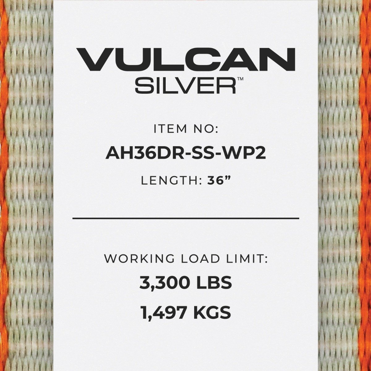 VULCAN Car Tie Down Axle Strap with Wear Pad - 3-Ply Stiff - 2 Inch x 22 Inch - 3,300 Pound Safe Working Load