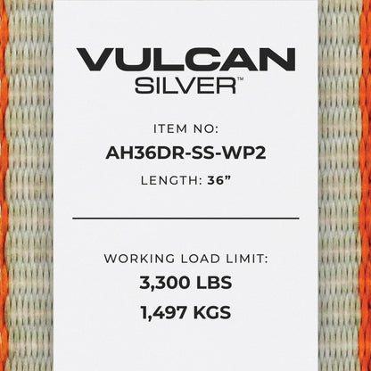 VULCAN Car Tie Down Axle Strap with Wear Pad - 3-Ply Stiff - 2 Inch x 22 Inch - 3,300 Pound Safe Working Load