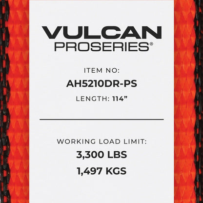 VULCAN Axle Tie Down Combo Strap with Snap Hook Ratchet - 2 Inch x 114 Inch - 4 Pack - PROSeries - 3,300 Pound Safe Working Load