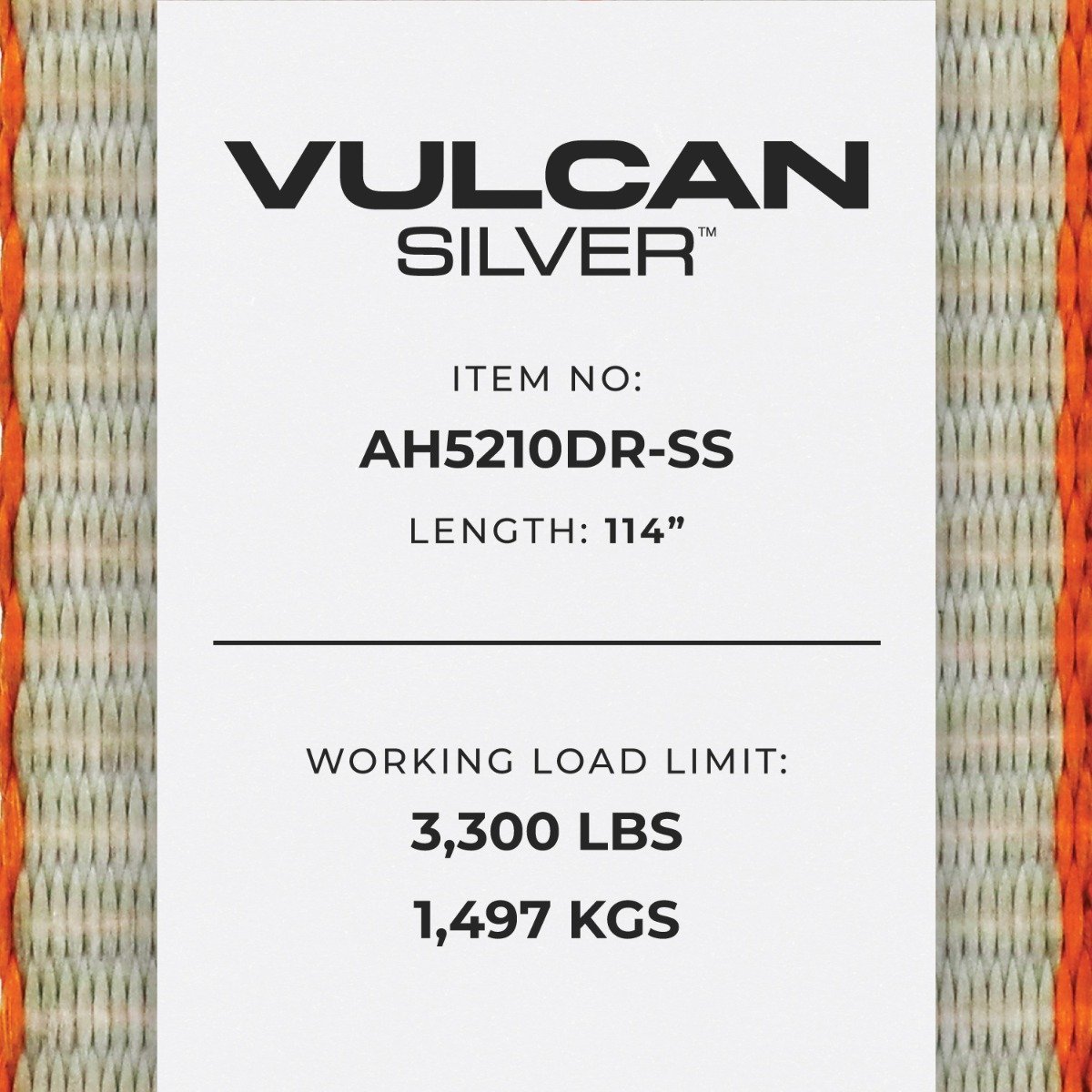 VULCAN Axle Tie Down Combo Strap with Snap Hook Ratchet - 2 Inch x 114 Inch - 4 Pack - Silver Series - 3,300 Pound Safe Working Load