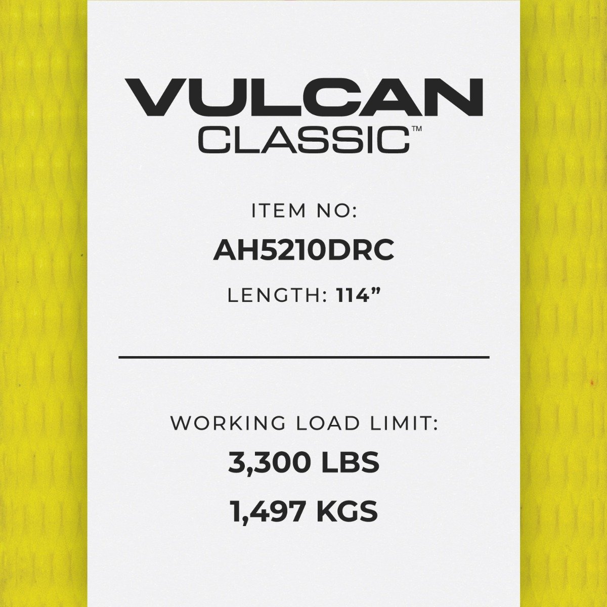 VULCAN Axle Tie Down Combo Strap - Chain Tail Ratchet - 2 x 114 Inch - 4 Pack - Classic Yellow - 3,300 Pound Safe Working Load