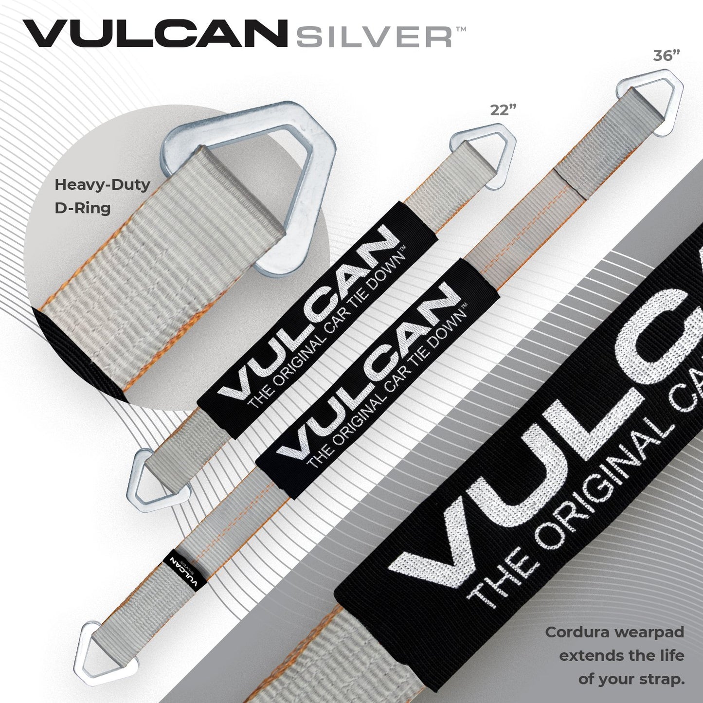 VULCAN Ultimate Axle Tie Down Kits - Include (2) 22 Inch Axle Straps, (2) 36 Inch Axle Straps, (2) 96 Inch Snap Hook Ratchet Straps, and (2) 112 Inch Axle Tie Down Combination Straps