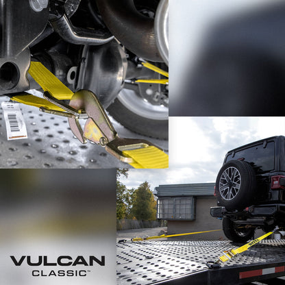 VULCAN Ultimate Axle Tie Down Kits - Include (2) 22 Inch Axle Straps, (2) 36 Inch Axle Straps, (2) 96 Inch Snap Hook Ratchet Straps, and (2) 112 Inch Axle Tie Down Combination Straps