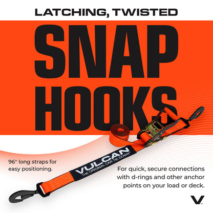 VULCAN Complete Axle Strap Tie Down Kits with Snap Hook Ratchet Straps - Include (4) 22 Inch Axle Straps, (4) 36 Inch Axle Straps, and (4) 8' Snap Hook Ratchet Straps