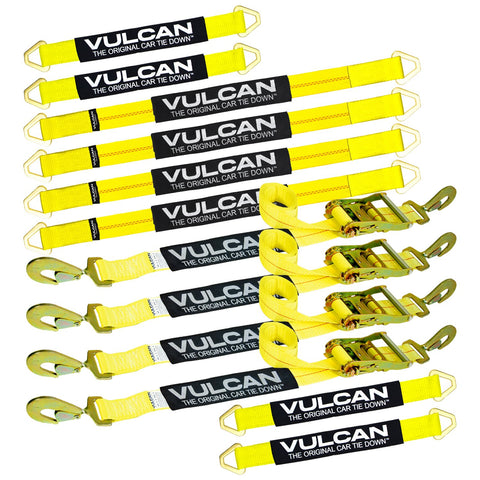 VULCAN Complete Axle Strap Tie Down Kits with Snap Hook Ratchet Straps - Include (4) 22 Inch Axle Straps, (4) 36 Inch Axle Straps, and (4) 8' Snap Hook Ratchet Straps