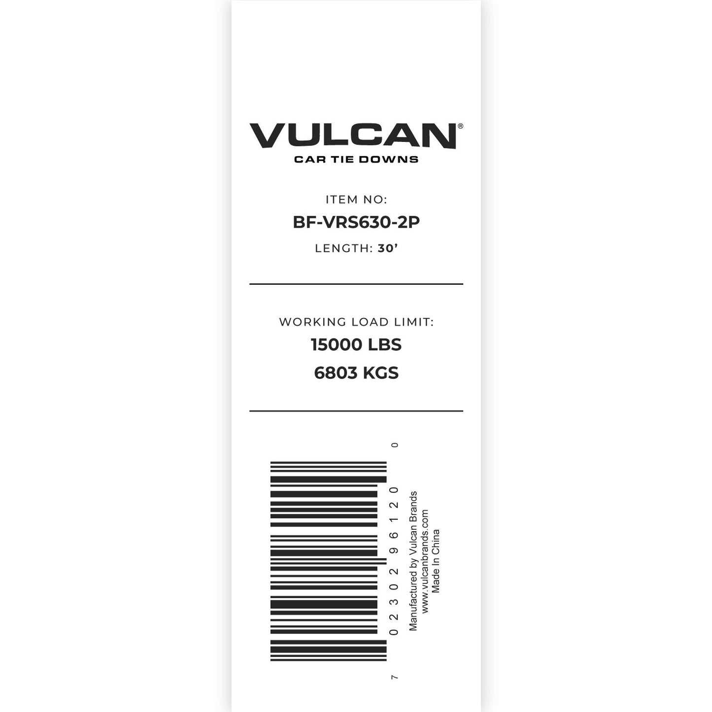 VULCAN Tow Strap with Reinforced Eyes - Heavy Duty - 6 Inch x 30 Foot - 2 Pack - 15,000 Pound Towing Capacity