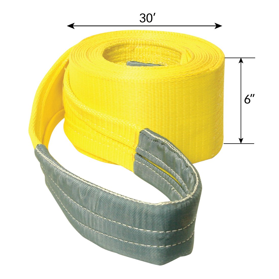 VULCAN Tow Strap with Reinforced Eyes - Heavy Duty - 6 Inch x 30 Foot - 15,000 Pound Towing Capacity