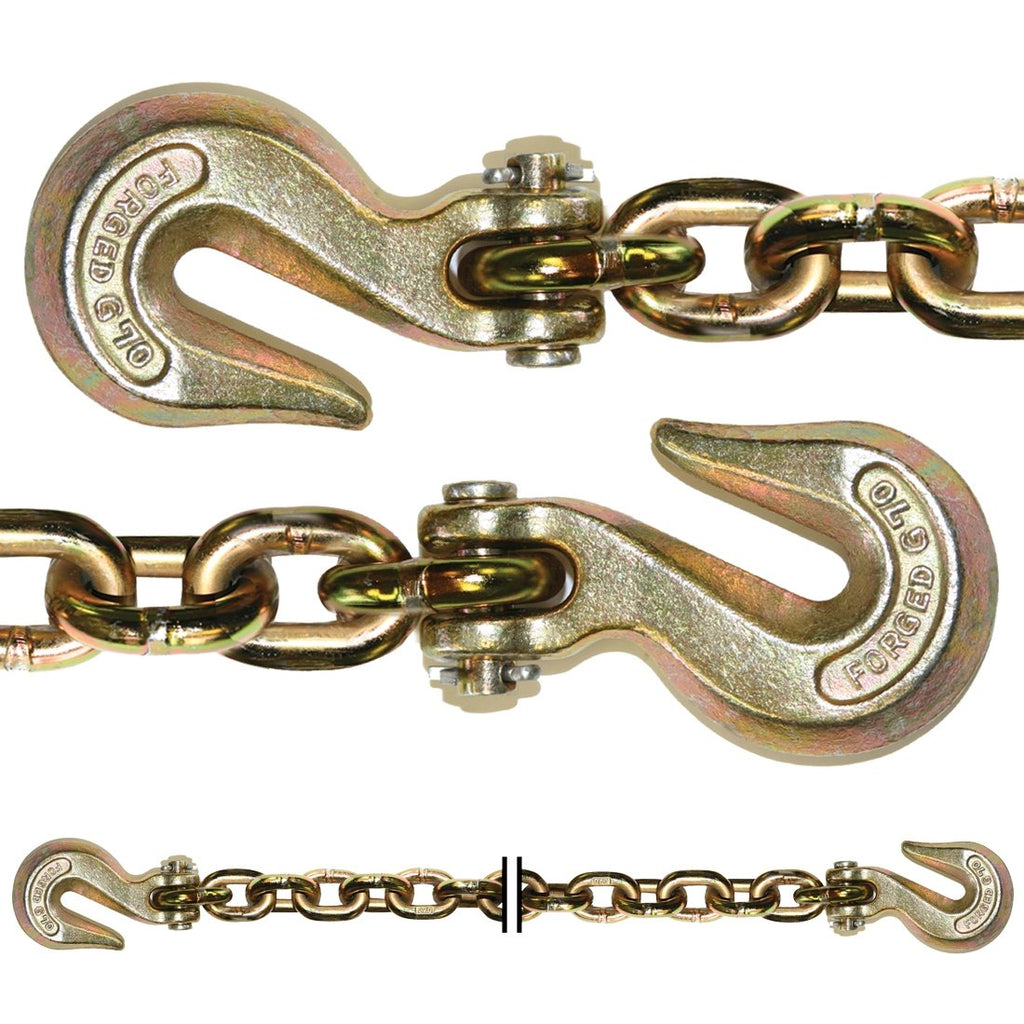 Columbus Mckinnon Binder Chain with Clevis Grab Hooks - Grade 70 - 5/16 Inch x 20 Foot - 4,700 Pound Safe Working Load