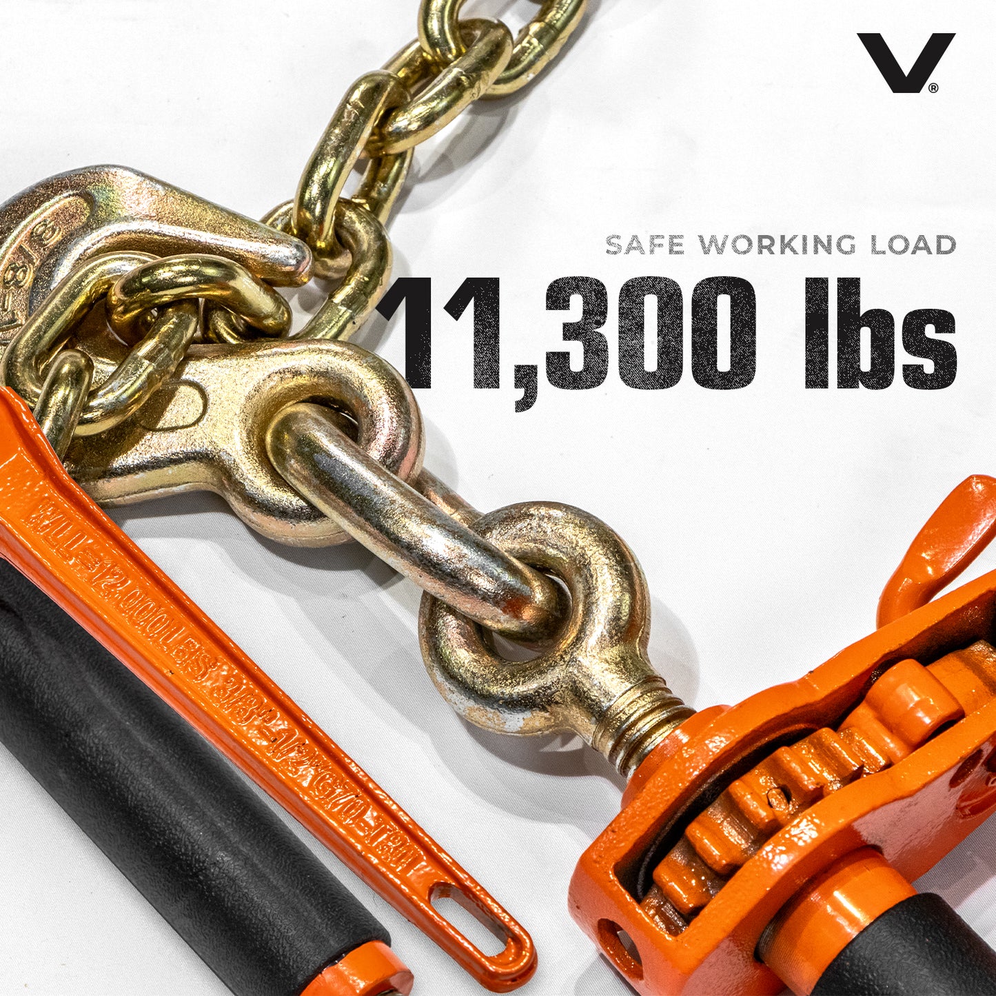 VULCAN Chain and Load Binder Kit - (2) Grade 70 1/2 Inch x 10 Foot Chains And (2) Folding Handle Load Binders - 9,200 Pound Safe Working Load