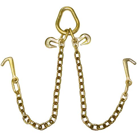 VULCAN Towing Chain Bridle - Forged 4 Inch Mini J Hooks - Grade 70 Chain - 36 Inches - 4,700 Pound Safe Working Load