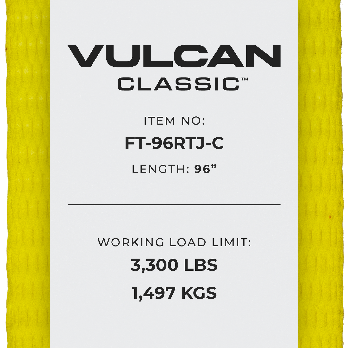 VULCAN Car Tie Down with RTJ Frame Hook Cluster - 96 Inch - Chain Tail - 3,300 Pound Safe Working Load