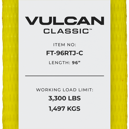 VULCAN Car Tie Down with RTJ Frame Hook Cluster - 96 Inch - Chain Tail - 3,300 Pound Safe Working Load