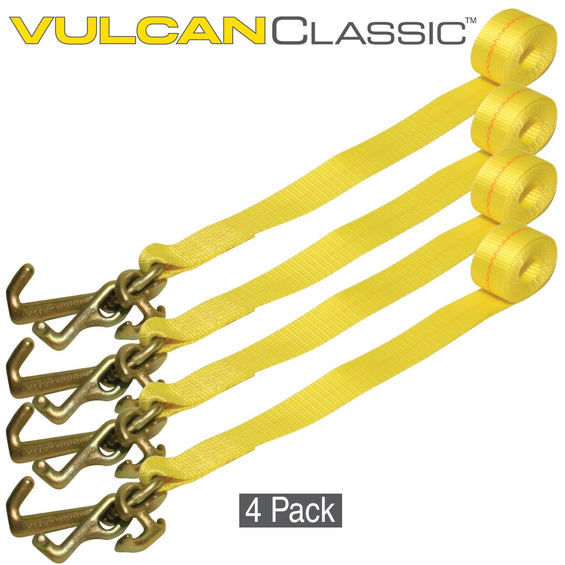 VULCAN Car Tie Down Replacement Strap with RTJ Hook Cluster - 3,300 Pound Safe Working Load