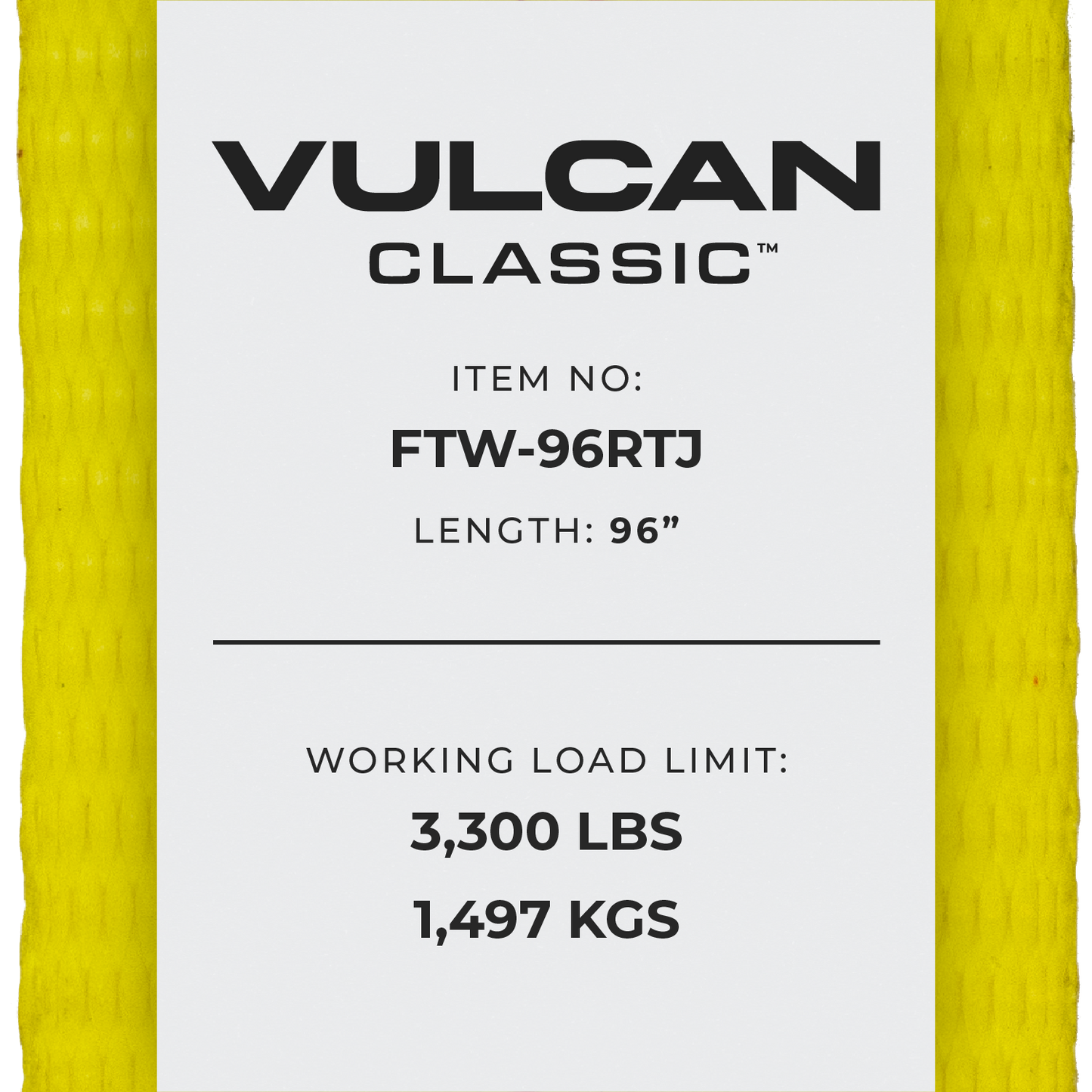 VULCAN Car Tie Down Replacement Strap with RTJ Hook Cluster - 3,300 Pound Safe Working Load