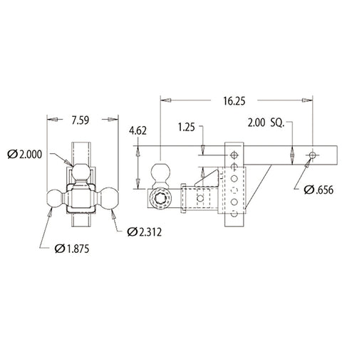 Tri-Ball Fully Adjustable Hitch