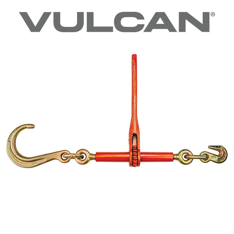 VULCAN Ratchet Binder with Towing J Hook - 5,400 Pound Safe Working Load (Works with 5/16 Inch or 3/8 Inch Chain)