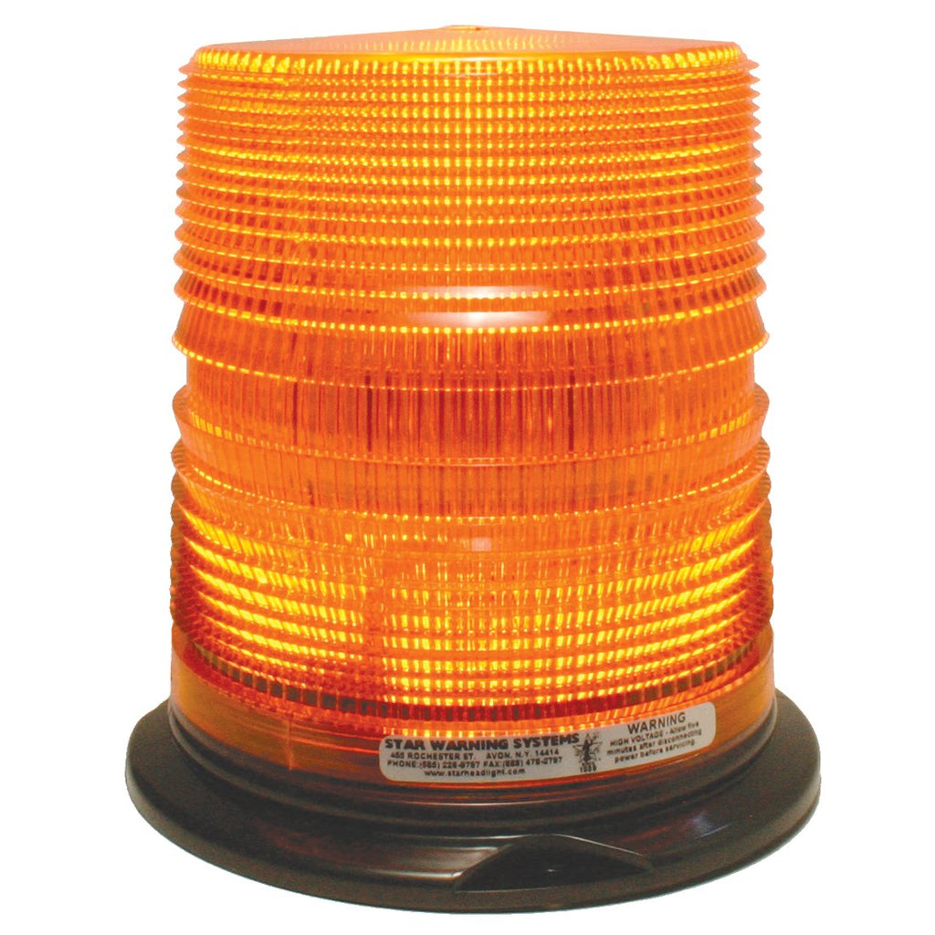 Star LED Strobe Light - 19.5 Joule - Flange Mount - 6.375 Inch Width x 6.75 Inch Height - Amber Lens - Amber Light - Includes Sensors & Indicator