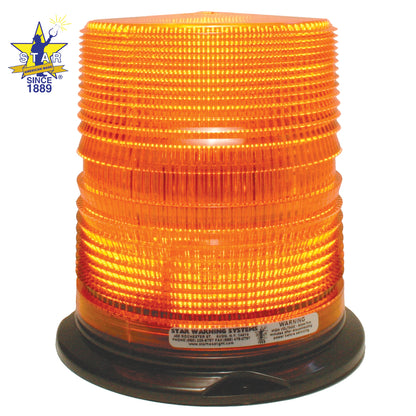 Star LED Strobe Light - 19.5 Joule - Flange Mount - 6.375 Inch Width x 6.75 Inch Height - Amber Lens - Amber Light - Includes Sensors & Indicator