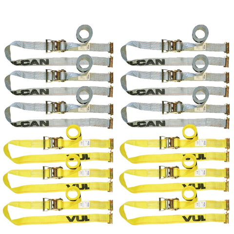 VULCAN Logistic Strap - Ratchet Style E Track Interior Van - 12 Piece Combo Pack - 1,333 Pound Safe Working Load