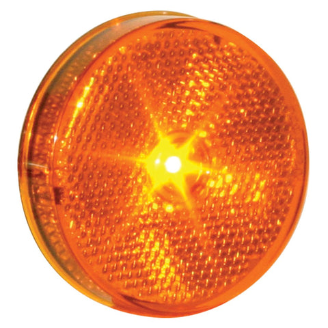 Amber 2.5 Inch Round Flat Side Marker Withreflector - Amber Lens