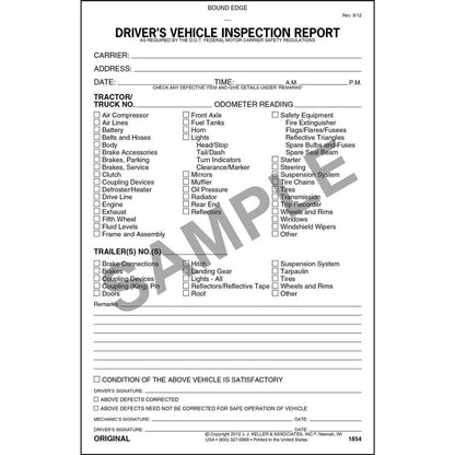 Carbonless Driver's Vehicle Inspection Report