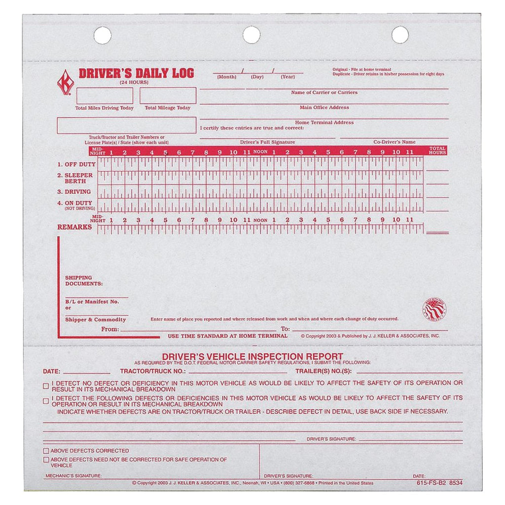 Carbonless Loose Leaf Trucker'S Daily Log/Inspection Book