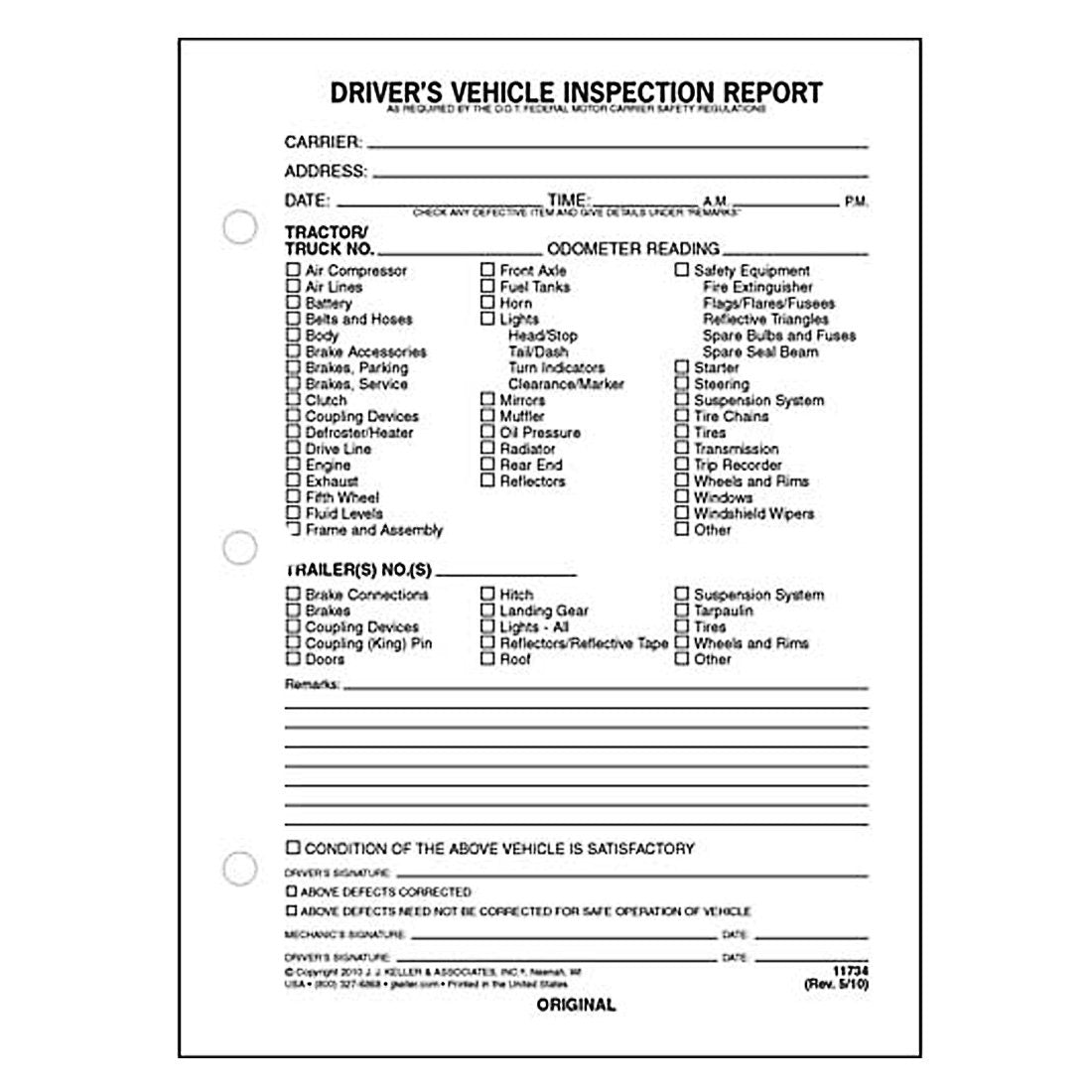 Loose Leaf Driver's Inspection Report