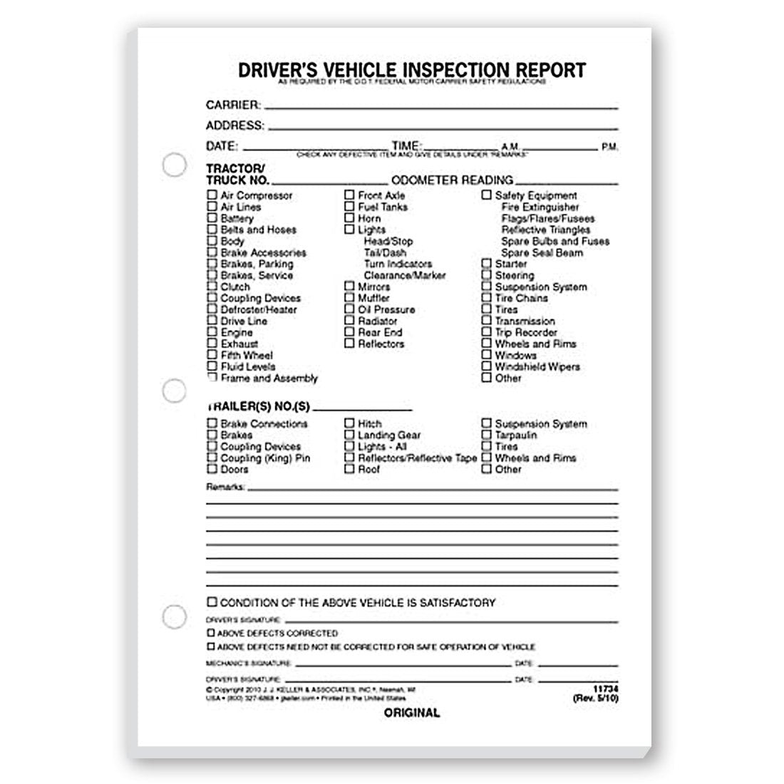 Loose Leaf Driver's Inspection Report