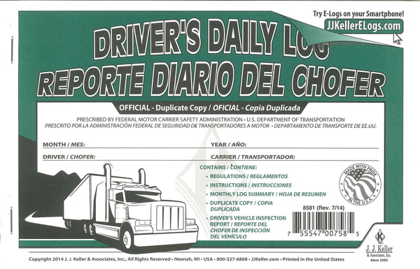 Bilingual Trucker's Daily Log Book - Single