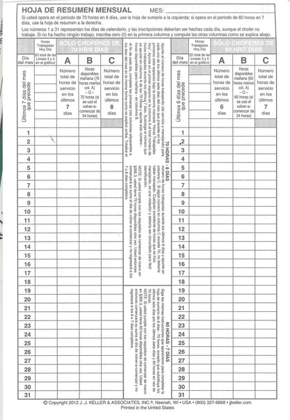 Bilingual Trucker's Daily Log Book - Single