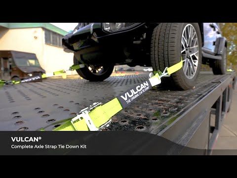 VULCAN Complete Axle Strap Tie Down Kit with Snap Hook Ratchet Straps - High-Viz