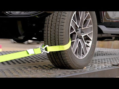 VULCAN Car Tie Down Axle Strap with Wear Pad - 2 Inch x 36 Inch - 4 Pack - High-Viz