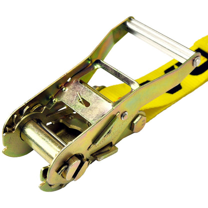 VULCAN Ratchet Strap with Snap Hooks - 2 Inch x 30 Foot - Classic Yellow - 3,300 Pound Safe Working Load